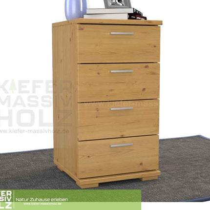 Nobis Schubladenkommode Bio Kiefer Sideboard | 4-Schubladen | 74cm hoch | 100% Massivholz