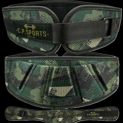 Gewichtshebegürtel /Profi /Ultraleichtgürtel Camouflage Grün - T7-3 - C.P. Sports