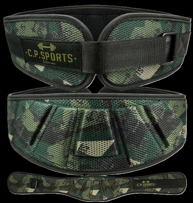 Gewichtshebegürtel /Profi /Ultraleichtgürtel Camouflage Grün - T7-3 - C.P. Sports