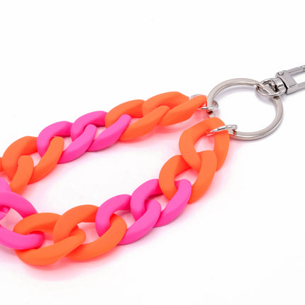 Schlüsselanhänger mit Karabiner "RUBBER EDITION" Neon Orange/Pink
