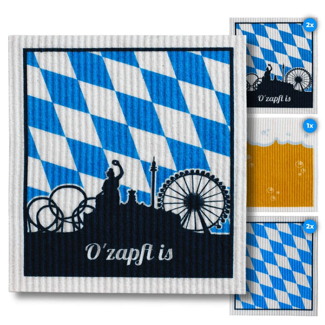 O'Zapft Is - Spültücher bedruckt Set (5x) als Wiesn Souvenir