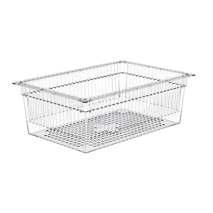 Novocal PC-Korb transparent teilbar, inkl. Auszugsstopps mit gelochtem Boden Abmessungen: 600 x 40 | Packung (1 Stück)
