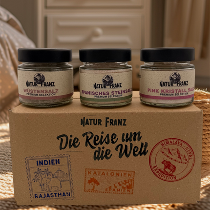 Reise um die Welt - Box. Kollektion reiner ursprünglicher Salze