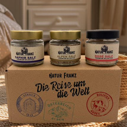Reise um die Welt - Box. Kollektion reiner ursprünglicher Salze