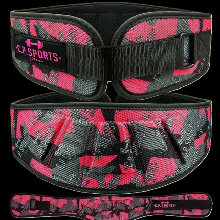 Gewichtshebegürtel /Profi-Ultraleichtgürtel -Camouflage Pink - T7-3 - C.P. Sports