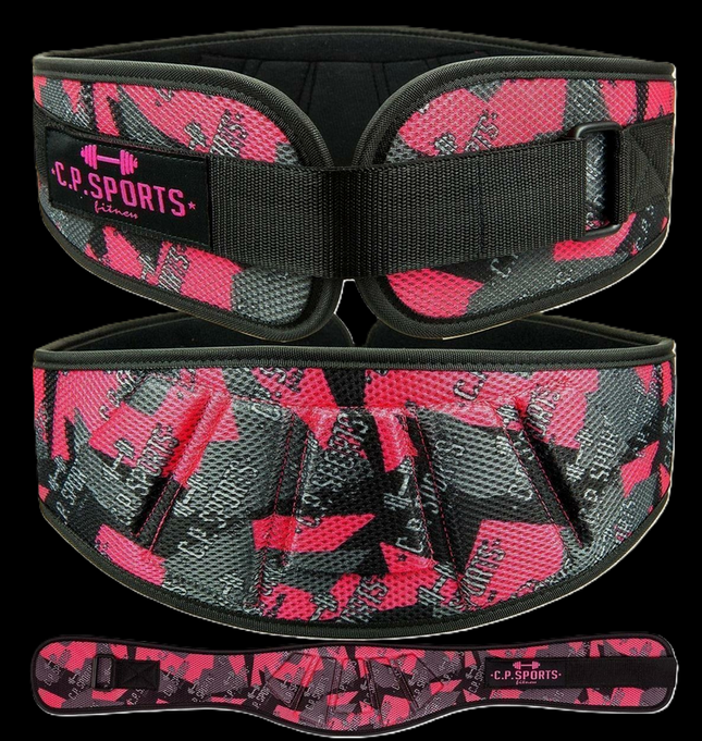 Gewichtshebegürtel /Profi-Ultraleichtgürtel -Camouflage Pink - T7-3 - C.P. Sports