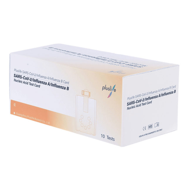 Pluslife SARS-CoV-2 / Influenza A / Influenza B Testkits (10 Tests) | Packung (10 Tests)