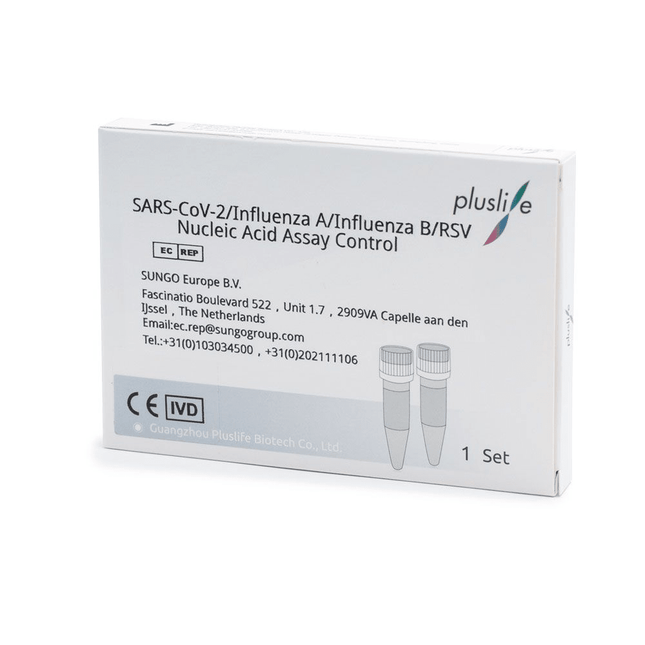 Pluslife SARS-CoV-2/Influenza A/Influenza B/RSV Nukleinsäure PCR Kontrollkit | Packung (1 Paar)