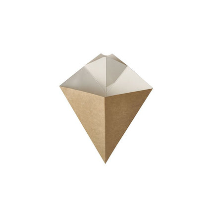 PAPSTAR "pure" Pommes-Frites-Spitztüten mit Dip-Ecke Pappe 19,5 cm x 16,5 cm braun/weiss Füllinhalt 100 g