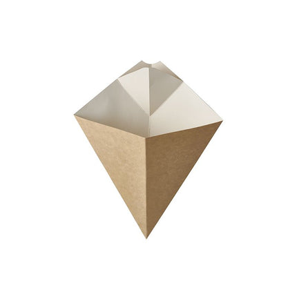 PAPSTAR "pure" Pommes-Frites-Spitztüten mit Dip-Ecke Pappe 19,5 cm x 16,5 cm braun/weiss Füllinhalt 100 g