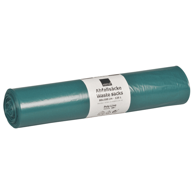Abfallsäcke 125 L, 800x1000 mm, 48 my LDPE, Blau    | Rolle (25 Beutel)