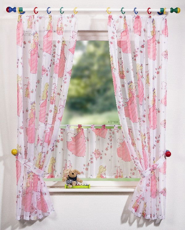 Prinzessin 5 Tlg. Gardinen Set, 175x125, Rosa 18004
