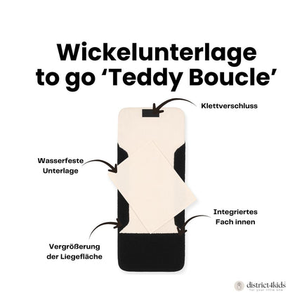 Wickelunterlage Teddystoff Bouclé – praktische Windeltasche für unterwegs