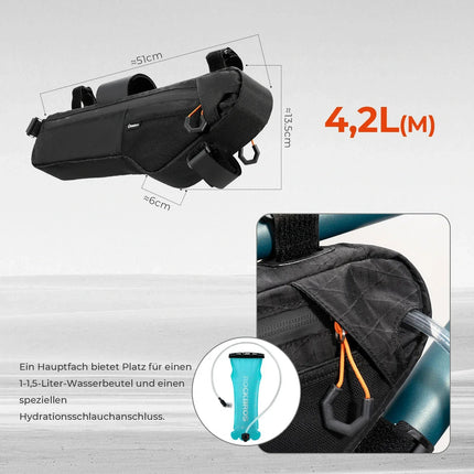 Qunature Fahrrad Rahmentasche Fahrradtasche wasserdichte mit Außentasche und Trinksystemöffnung