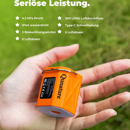 Qunature Mini Elektrische Luftpumpe, Tragbare Ultraleichte 45g Pump mit USB Schnellladung 5 Luftdüse