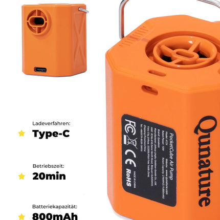 Qunature Mini Elektrische Luftpumpe, Tragbare Ultraleichte 45g Pump mit USB Schnellladung 5 Luftdüse