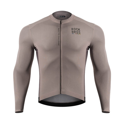 ROAD TO SKY Langarm-Radtrikot Herren Jersey Erdgrau/Braun