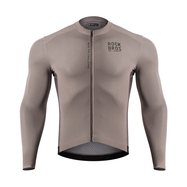 ROAD TO SKY Langarm-Radtrikot Herren Jersey Erdgrau/Braun