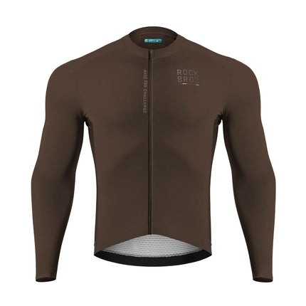 ROAD TO SKY Langarm-Radtrikot Herren Jersey Erdgrau/Braun
