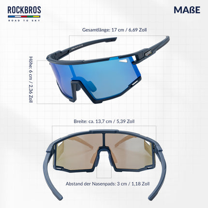 ROAD TO SKY Polarisierte Fahrradbrille UV400 Schutz Verstellbare Nasenpads