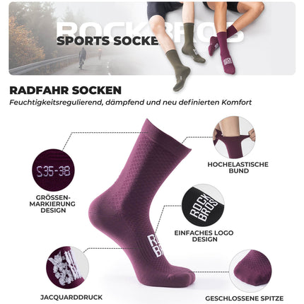 ROAD TO SKY Sportsocken Baumwolle Atmungsaktive Laufsocken für MTB & Rennrad