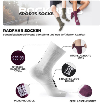ROAD TO SKY Sportsocken Baumwolle Atmungsaktive Laufsocken für MTB & Rennrad