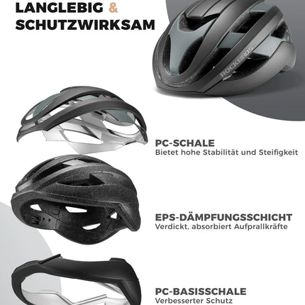 ROCKBROS Fahrradhelm Sport Mountainbike Schutzhelm Atmungsaktiv 54-58cm