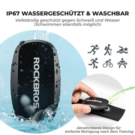 ROCKBROS IP67 Wasserdichte Brustgurt Herzfrequenzmesser - Bluetooth/Ant+