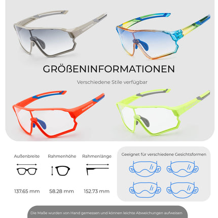 ROCKBROS Kinder Fahrradbrille UV400-Schutz Selbsttönend Sonnenbrille