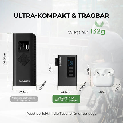 ROCKBROS MINI Elektrische Fahrradpumpe Tragbar AS240 Pro