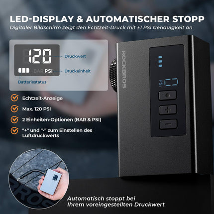 ROCKBROS MINI Elektrische Fahrradpumpe Tragbar AS240 Pro
