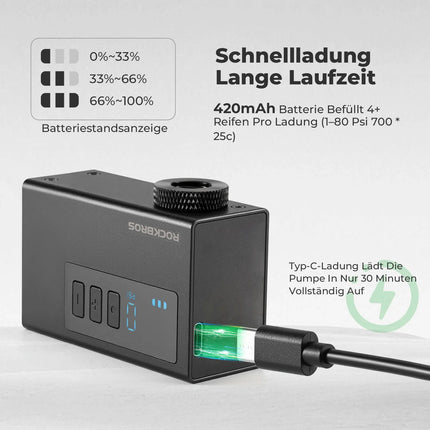 ROCKBROS MINI Elektrische Fahrradpumpe Tragbar AS240 Pro