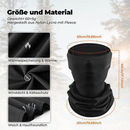 ROCKBROS Multifunktionstuch Fleece Sturmhaube Weich Gesichtsmaske Schlauchtuch