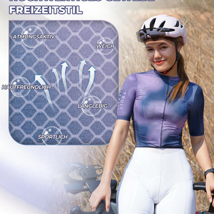 ROCKBROS TVI Damen Kurzarm-Radtrikot Sommer Schnelltrocknend mit 3 Taschen