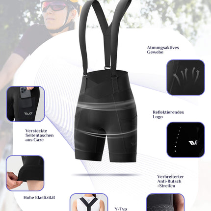 ROCKBROS TVI Fahrradhose Damen mit abnehmbaren Kurz Radsport Trägerhose