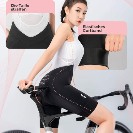 Fahrradhose für Damen Kurz Trägerhosen Atmungsaktive