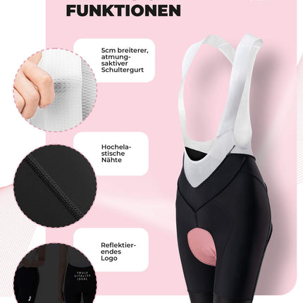Fahrradhose für Damen Kurz Trägerhosen Atmungsaktive