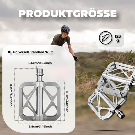 ROCKBROS Fahrradpedale aus Titanlegierung 3-Lager MTB-Pedale Plattform 9/16 Zoll