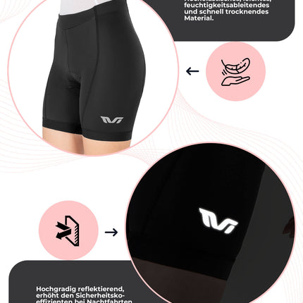 TVI Damen Radlerhose Gepolstert Fahrradhose Schnell Trocknend