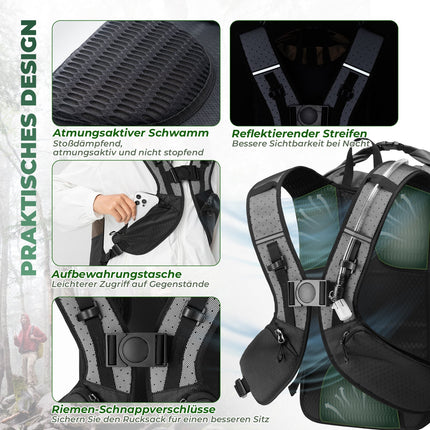 ROCKBROS Wanderrucksack Wasserdicht Split 2 in 1 Rucksack für Fahrrad 24L