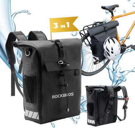3 in 1 Wasserdicht Gepäckträgertasche Rucksack Umhängetasche 18L