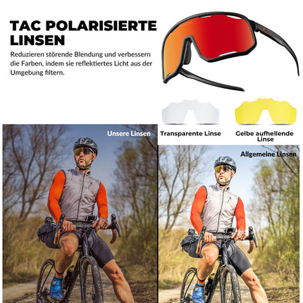 Polarisierte Unisex Fahrradbrille mit Wechsel-Nasenpads
