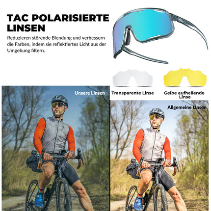 Polarisierte Unisex Fahrradbrille mit Wechsel-Nasenpads