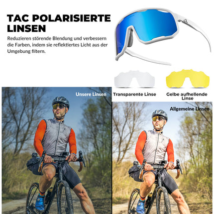 Polarisierte Unisex Fahrradbrille mit Wechsel-Nasenpads