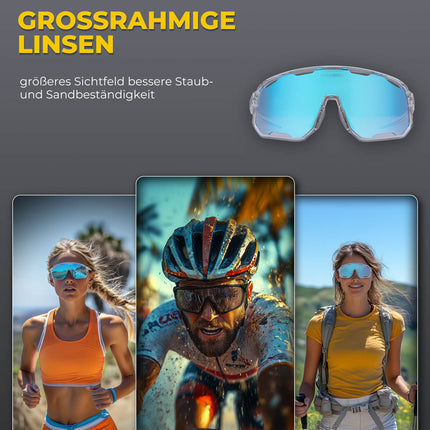 Polarisierte Unisex Fahrradbrille mit Wechsel-Nasenpads