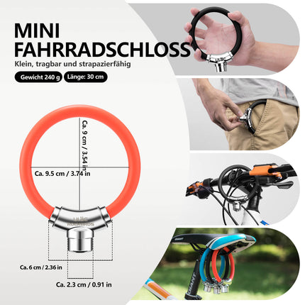 ROCKBROS Fahrradschloss Kabelschloss mit Klettverschlüssen ohne Schlüssel