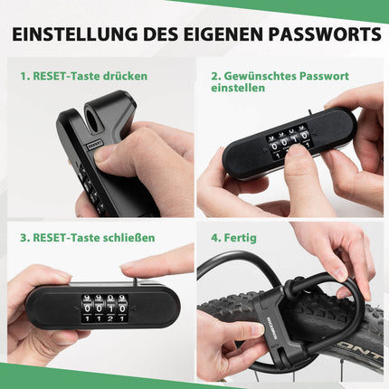 Fahrradschloss Zahlenschloss U-Bügelschloss mit Kabel ca. 1.1m