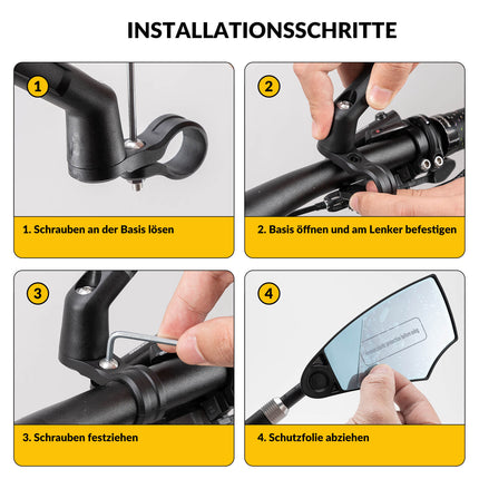 Fahrradspiegel Rückspiegel 360°Drehbar Klappbar für Lenker 20–23mm