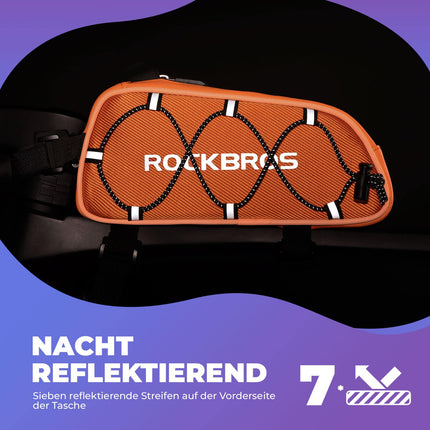 Oberrohrtasche 1 L Vollständig Reflektierend Weiß/Orange