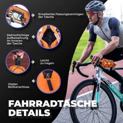 Oberrohrtasche 1 L Vollständig Reflektierend Weiß/Orange